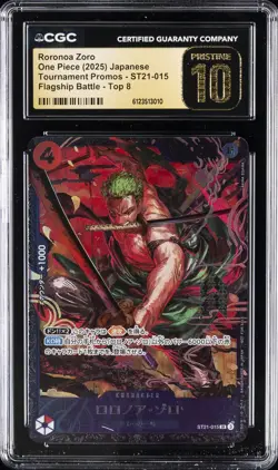 2025 ONE PIECE JPN TOURNAMENT PROMOS TOP 8 RORONOA ZORO CGC 10 PRISTINE - Image 1