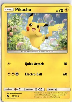 Pokemon Card Pikachu Hidden Fates Common 19/68 Pokemon Trading Card TCG - Image 1