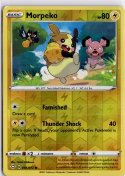 Morpeko 036/072 Reverse Holo Sword Shield Shining Fates Pokemon Card - Image 1