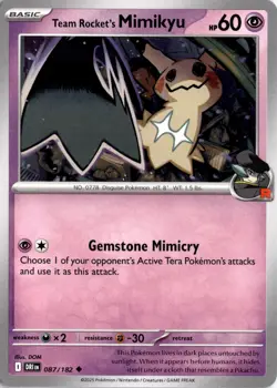 Team Rocket's Mimikyu Uncommon SV10: Destined Rivals 087/182 Pokemon Card TCG - Image 1