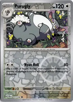 Purugly Reverse Holo SV07: Stellar Crown 117/142 Pokemon Card TCG - Image 1