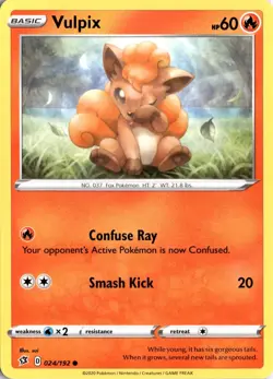 Vulpix 024/192 SWSH02: Rebel Clash Pokemon Card TCG - Image 1