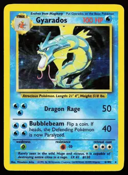 Gyarados 6/102 Holo Rare Base Set Pokemon Card - Image 1
