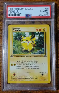 Pikachu 1st Edition 60/64 PSA 10 Gem Mint Jungle Set 1999 Pokemon Card - Image 1