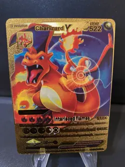 Pokemon Charizard V Gold Foil Fan Art Display Card - Image 1