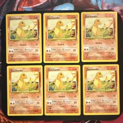 Pokemon TCG Base Set Lot Charmander 46/102 (6 Cards) Wizards of the Coast - Image 1