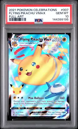 Flying Pikachu Vmax #007 2021 Pokemon Celebrations Full Art PSA 10 250001 - Image 1