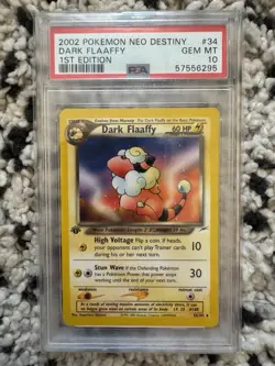 2002 POKEMON NEO DESTINY DARK FLAAFFY 1ST EDITION 34/105 PSA 10 MINT - Image 1