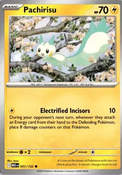 Pachirisu 051/132 ME01: Mega Evolution Pokemon Card TCG - Image 1