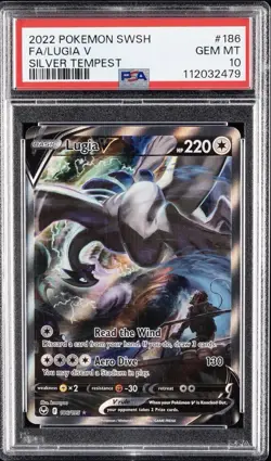 2022 POKEMON SWORD & SHIELD SILVER TEMPEST #186 FULL ART/LUGIA V PSA 10 - Image 1