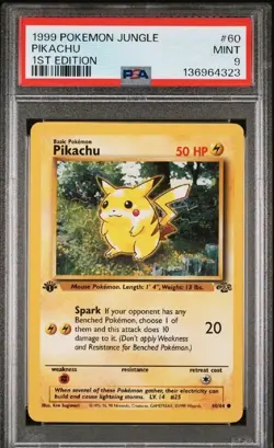 PSA 9 MINT Pokemon 1st Edition Jungle Pikachu 60/64 - Image 1