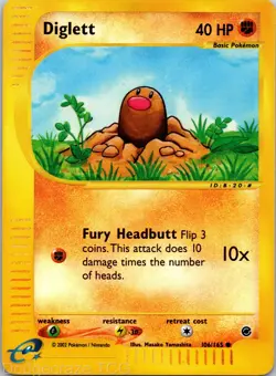 Diglett 106/165 Common Expedition Base Set Pokemon Reverse Holo HP - Image 1