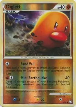 Moderately Played, English - 1 x Pokemon Diglett - 61/102 - Common - Reverse Hol - Image 1