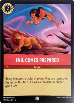 128/204 EVIL COMES PREPARED SHIMMERING SKIES COMMON DISNEY LORCANA CARD - Image 1