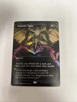 Demonic Tutor Borderless Foil Commander Masters Card #0696 MTG LP - Image 1