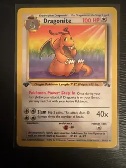 Dragonite 1st Edition Fossil 19/62 LP Non-Holo Rare Pokemon Card 1999 - Image 1