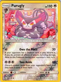 Purugly 109/156 SM - Ultra Prism Pokemon NM/LP Reverse Holo - Image 1