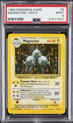 1999 POKEMON BASE SET UNLIMITED #9 MAGNETON-HOLO PSA 9 - Image 1