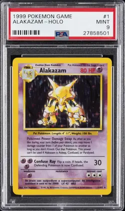 1999 POKEMON BASE SET UNLIMITED #1 ALAKAZAM-HOLO PSA 9 - Image 1