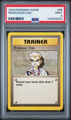 1999 POKEMON BASE SET UNLIMITED #88 PROFESSOR OAK PSA 9 MINT - Image 1