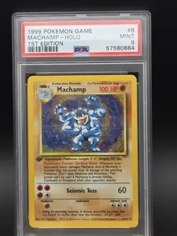 Pokemon Machamp Base Set 1st Edition Holo Rare PSA 9 8/102 English - Image 1