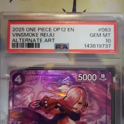 One Piece CCG 2025 Vinsmoke Reiju OP12-063 Alt Art Foil Super Rare PSA 10 - Image 4