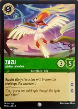 72/204 ZAZU ADVISOR TO MUFASA SHIMMERING SKIES COMMON DISNEY LORCANA CARD - Image 1