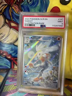 Pokemon TCG Raboot Stellar Crown Holo Card 147/142 Sv07 Psa 9 - Image 3