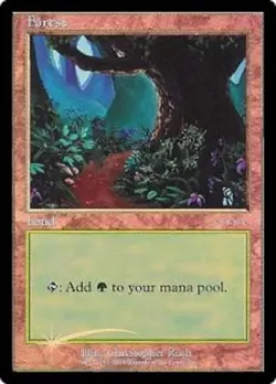 MTG magic cards 1x Forest - DCI Arena 2001 Beta FOIL art Arena Promos Light Play - Image 1