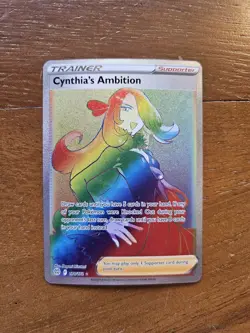 Pokemon 2022 Brilliant Stars Card Holo Rainbow Cynthia’s Ambition 178/172 Waifu - Image 1