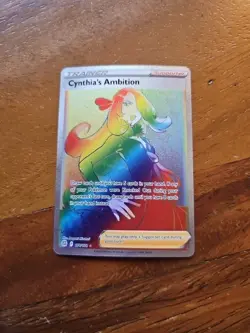 Pokemon 2022 Brilliant Stars Card Holo Rainbow Cynthia’s Ambition 178/172 Waifu - Image 3