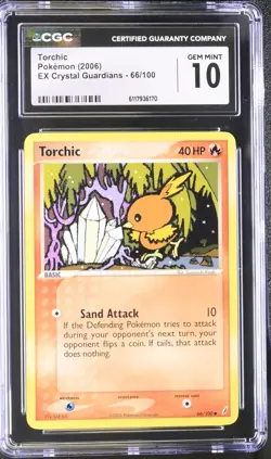 CGC 10 GEM MINT Torchic 2006 EX Crystal Guardians 66/100 Pokemon Card - Image 1