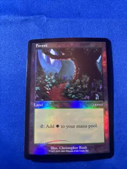 1x FOIL FOREST x1 NM Unplayed 2001 Arena Promo Rush Art MtG Magic fast shipping - Image 1