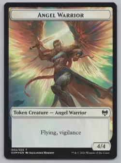 MTG Foil Double-sided Token - KHM - Angel Warrior / Dwarf Berserker -H435 - Image 2