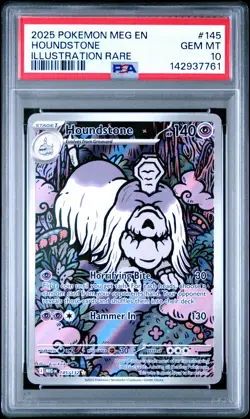 2025 POKEMON MEG EN-MEGA EVOLUTION ILLUSTRATION RARE #145 HOUNDSTONE PSA 10 - Image 1