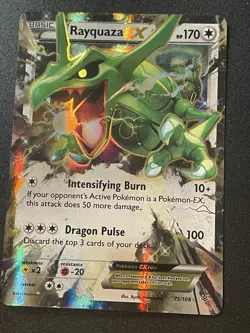 Rayquaza EX 75/108 Roaring Skies Pokemon Card Lightly Played holo - Image 1