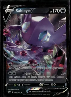 Sableye V Ultra Rare SWSH01: Sword & Shield Base Set 120/202 Darkness Pokemon - Image 1