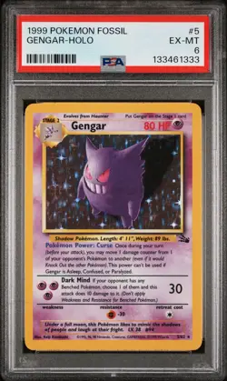 1999 POKEMON FOSSIL #5 GENGAR-HOLO PSA 6 - Image 1