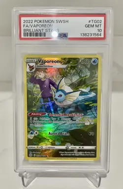 Pokemon Vaporeon 2022 Brilliant Stars TG02/TG30 PSA 10 - Image 1