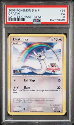 2008 POKEMON DIAMOND & PEARL LEGENDS AWAKENED #91 DRATINI PSA 3 - Image 1