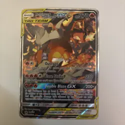 Pokemon TCG SM Black Star Promo Reshiram & Charizard GX SM201 - HP / DAMAGED - Image 1