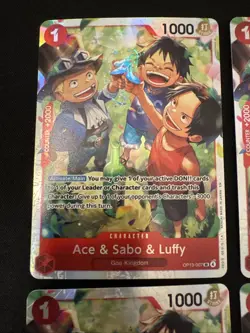 4 One Piece Ace & Sabo & Luffy OP13-007 Carrying On His Will Foil - Image 2