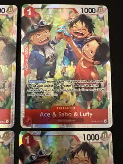 4 One Piece Ace & Sabo & Luffy OP13-007 Carrying On His Will Foil - Image 3