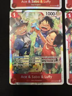 4 One Piece Ace & Sabo & Luffy OP13-007 Carrying On His Will Foil - Image 4