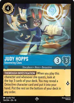 Judy Hopps Uncovering Clues 156/204 Whispers in the Well Disney Lorcana - Image 1