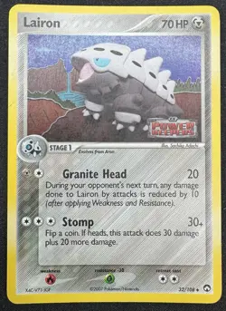 Lairon 32/108 EX Power Keepers Reverse Holo Rare Stamped Pokemon Card MP - Image 1