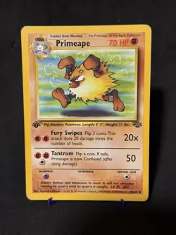 Pokemon TCG Primeape 1st Edition Jungle, Card 43/64, Uncommon, Vintage - Image 1