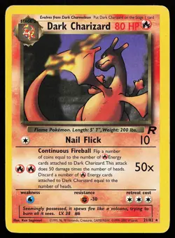 Dark Charizard 21/82 Rare Non-Holo Team Rocket Pokemon Card - Image 1