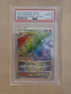 Charizard VSTAR Secret Rare Card 174/172 Brilliant Stars Series PSA 10 - Image 1