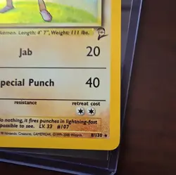 Raw Vintage Pokemon TCG Hitmonchan Base Set Holo Unlimited Rare Card 7/102 - Image 4